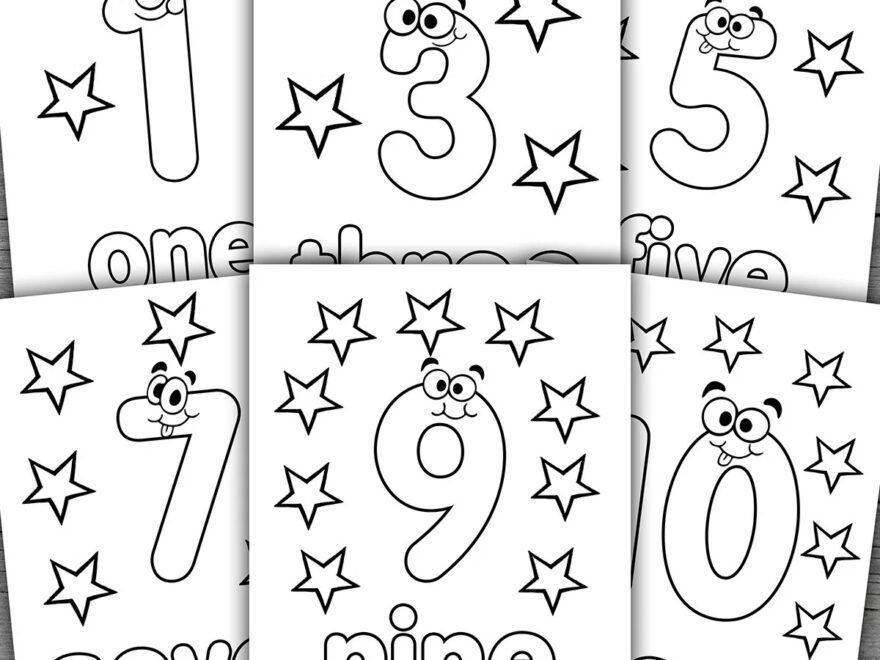 1 10 Numbers Printable Coloring Page Worksheets For Preschool Kindergarten Homeschool Etsy