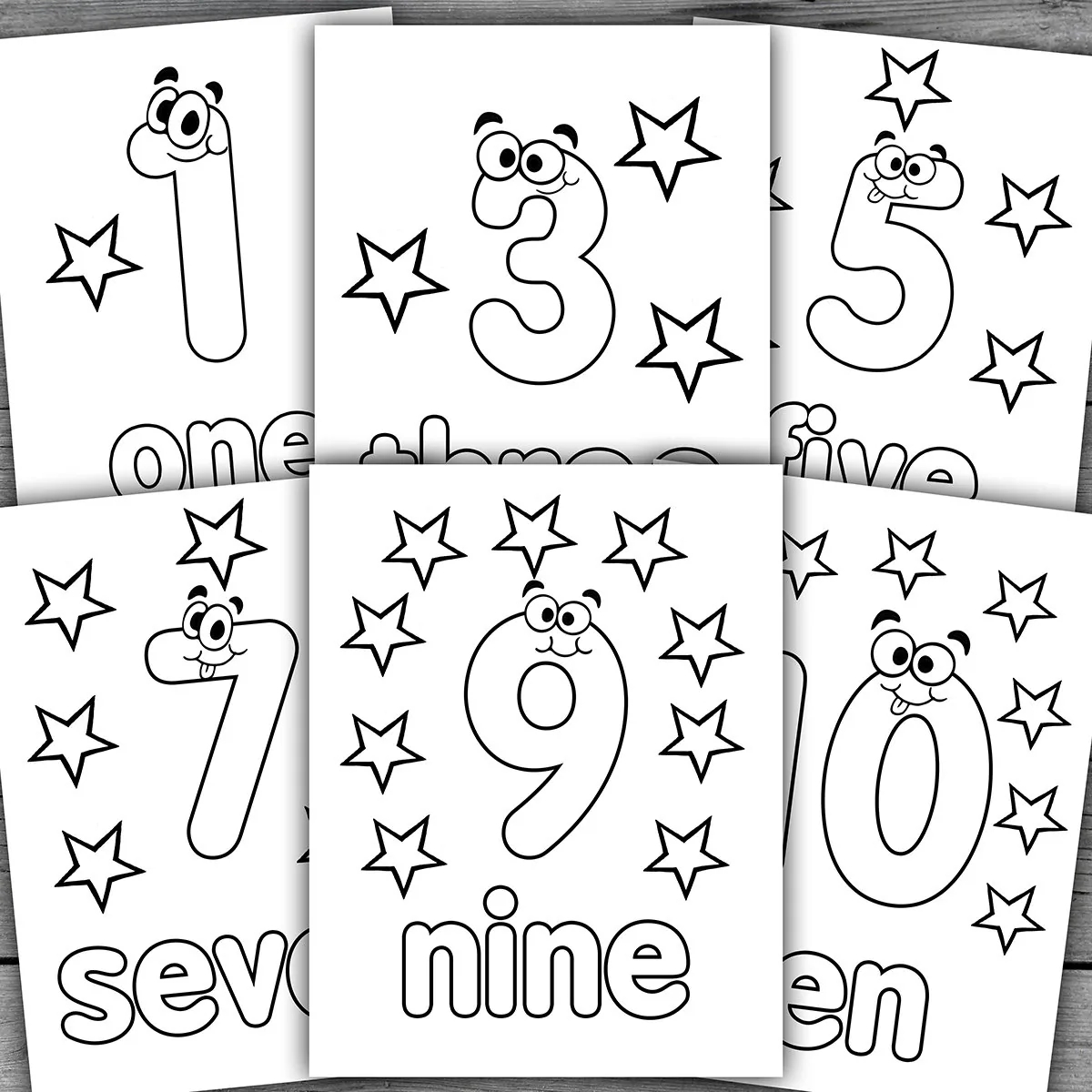 1 10 Numbers Printable Coloring Page Worksheets For Preschool Kindergarten Homeschool Etsy