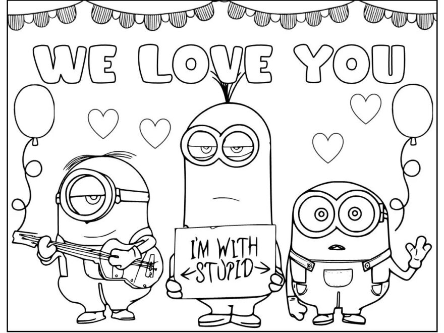 10 Printable Minion Coloring Page For Birthday Personalized With Name For Kids Boy Girl Ages 1 10 Etsy