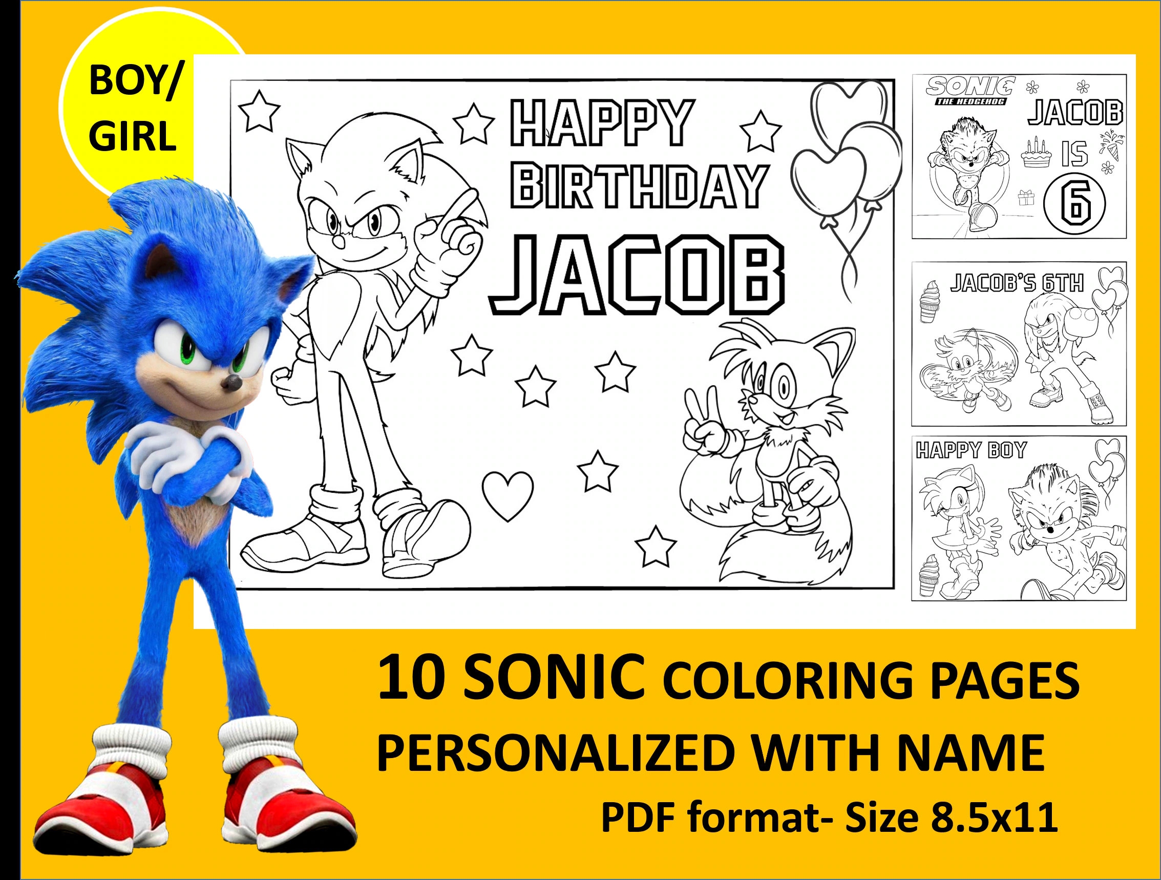 10 Printable Sonic Coloring Page For Birthday Personalized With Name PDF Format Etsy 10 Printable Sonic Coloring Page For Birthday Personalized With Name PDF Format Etsy