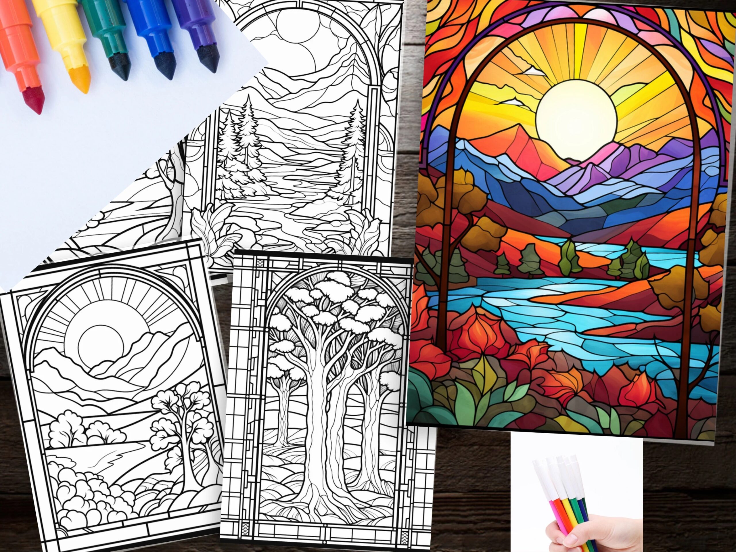 100 Stained Glass Patterns Coloring Pages Suitable For All Ages Available For Immediate Download In Printable PDF Format A4 Digital Paper Etsy