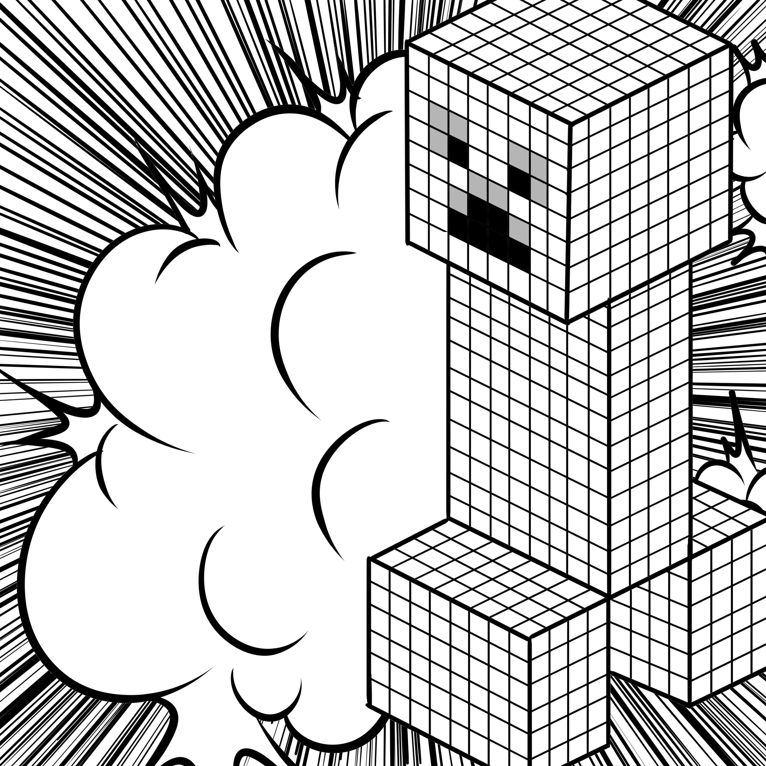 Minecraft Creeper Face Coloring Pages