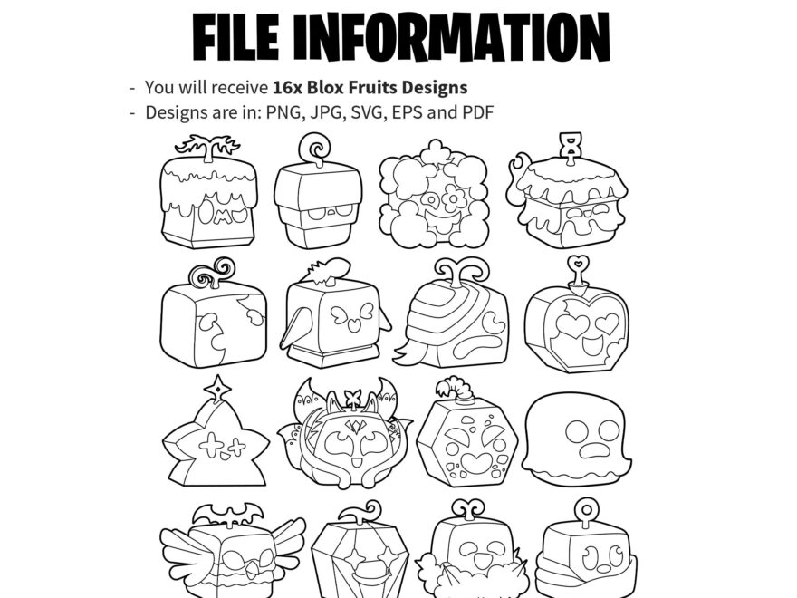 16 Blox Fruits Printable Coloring Pages A4 Roblox Coloring Book For Kids Gamer Printable Coloring Pages Blox Fruits Characters Bundle Etsy