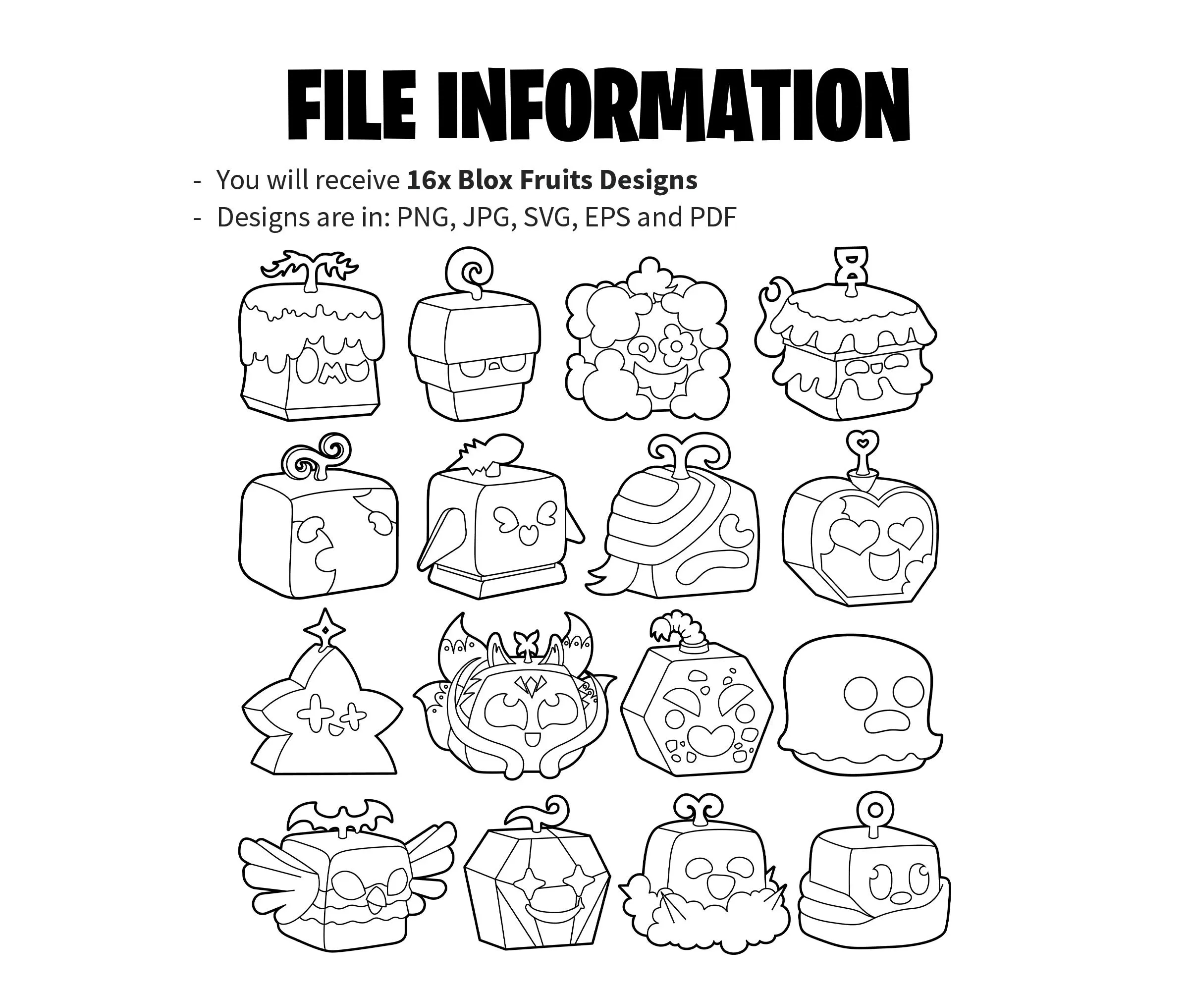 16 Blox Fruits Printable Coloring Pages A4 Roblox Coloring Book For Kids Gamer Printable Coloring Pages Blox Fruits Characters Bundle Etsy