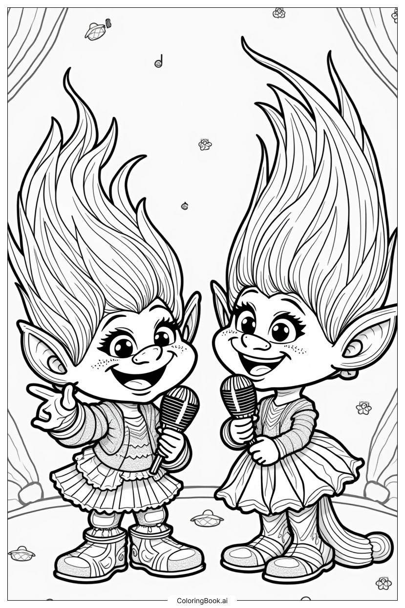 Trolls Cartoon Coloring Pages
