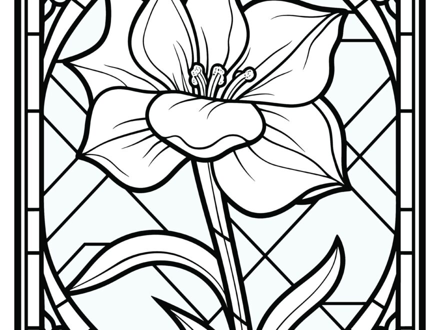 180 Stain Glass Flowers Coloring Pages Etsy