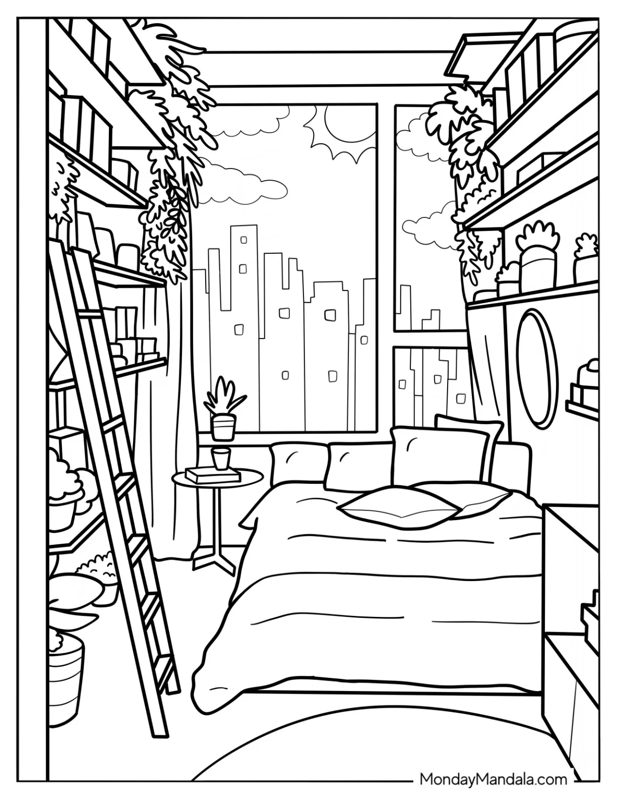 20 Bedroom Coloring Pages Free PDF Printables 