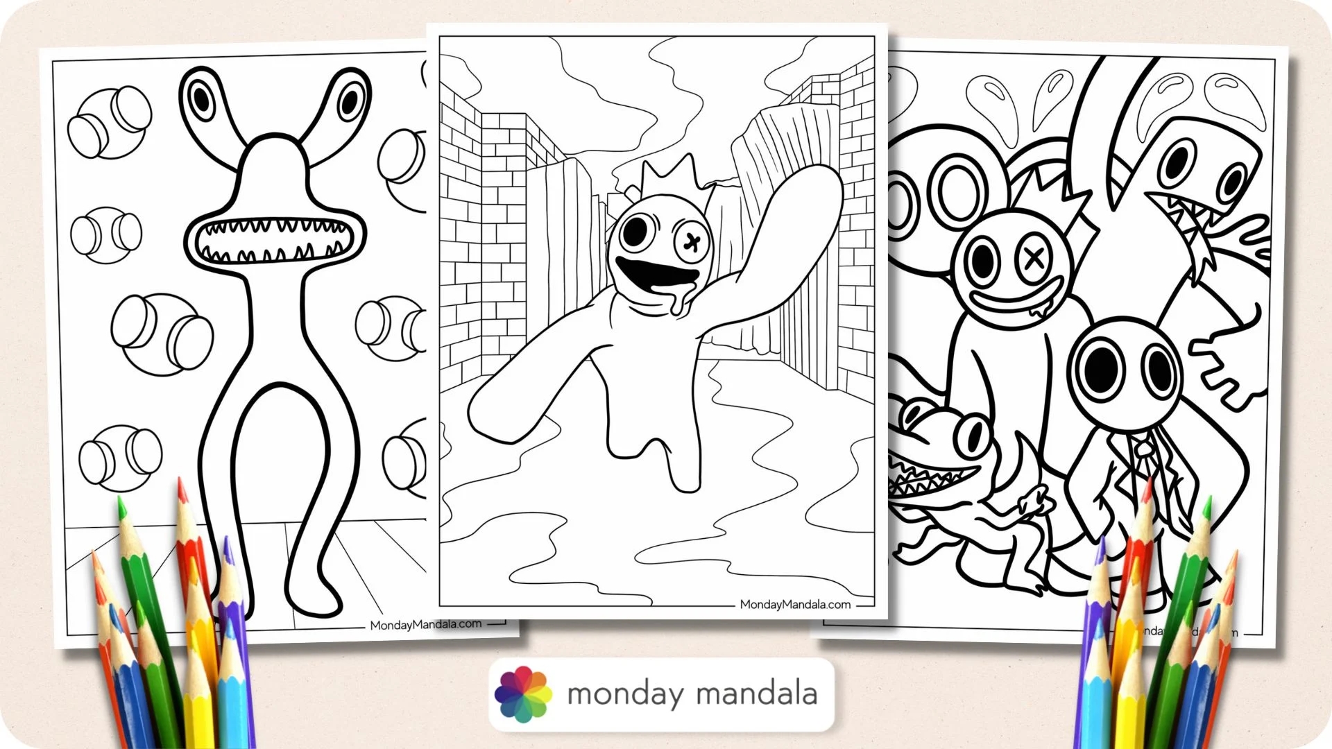 Rainbow Friends Box Coloring Pages Printable Rainbow Friends Box Coloring Pages Printable