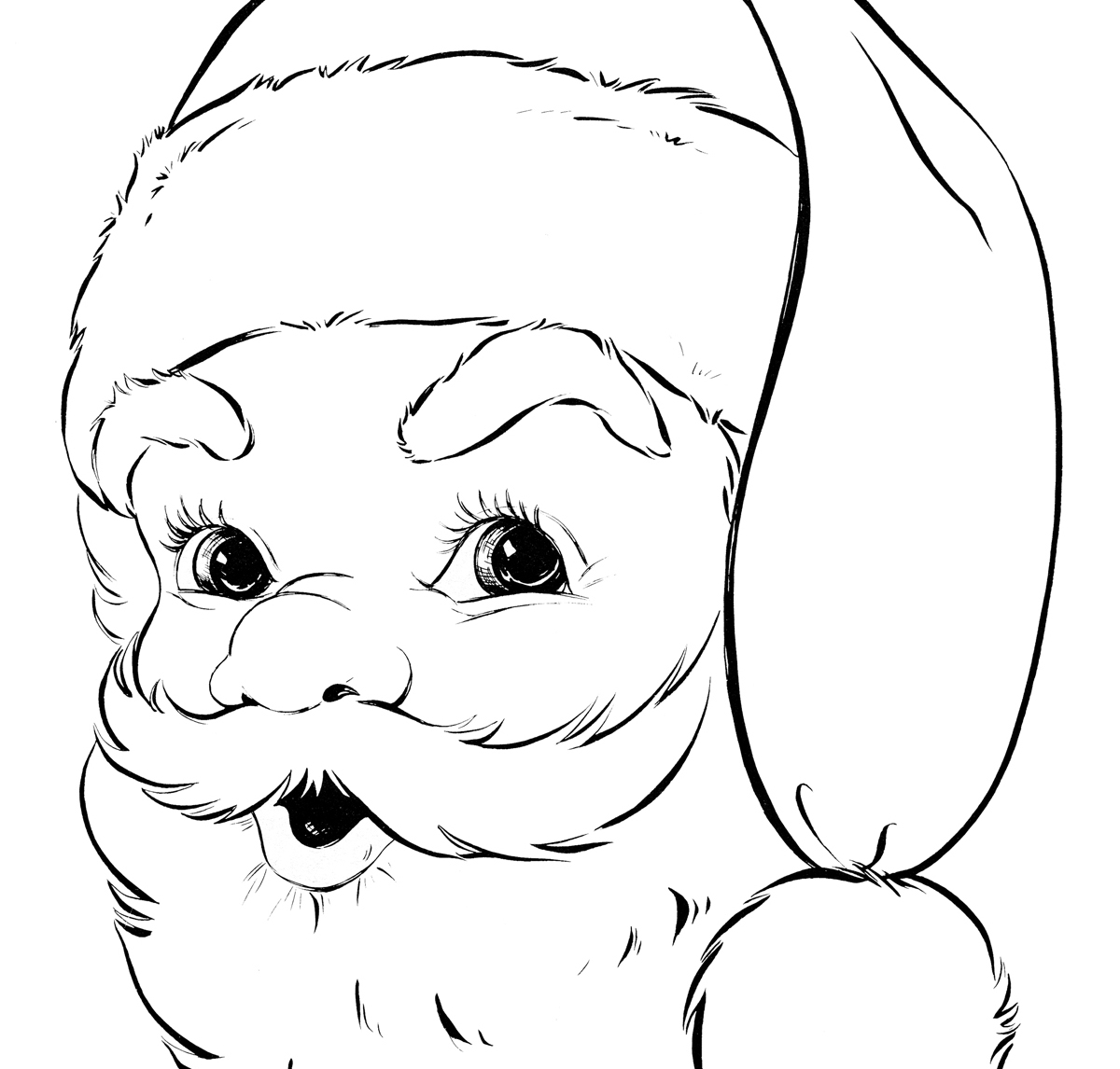 Christmas Santa Face Coloring Pages