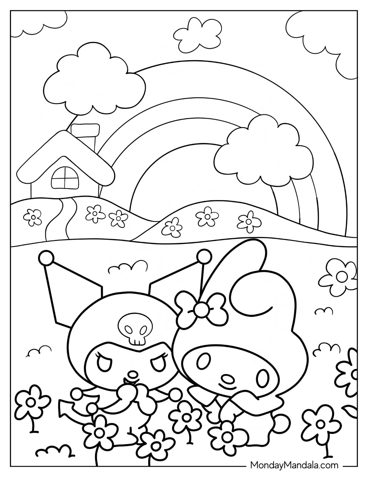Kuromi Flowers Coloring Pages