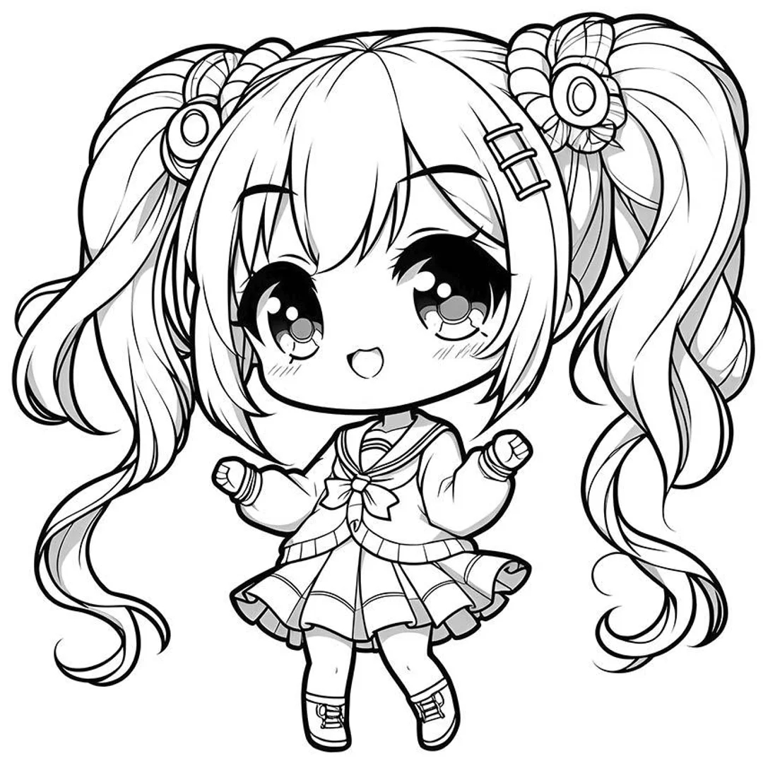 Black And White Anime Girls Coloring Pages