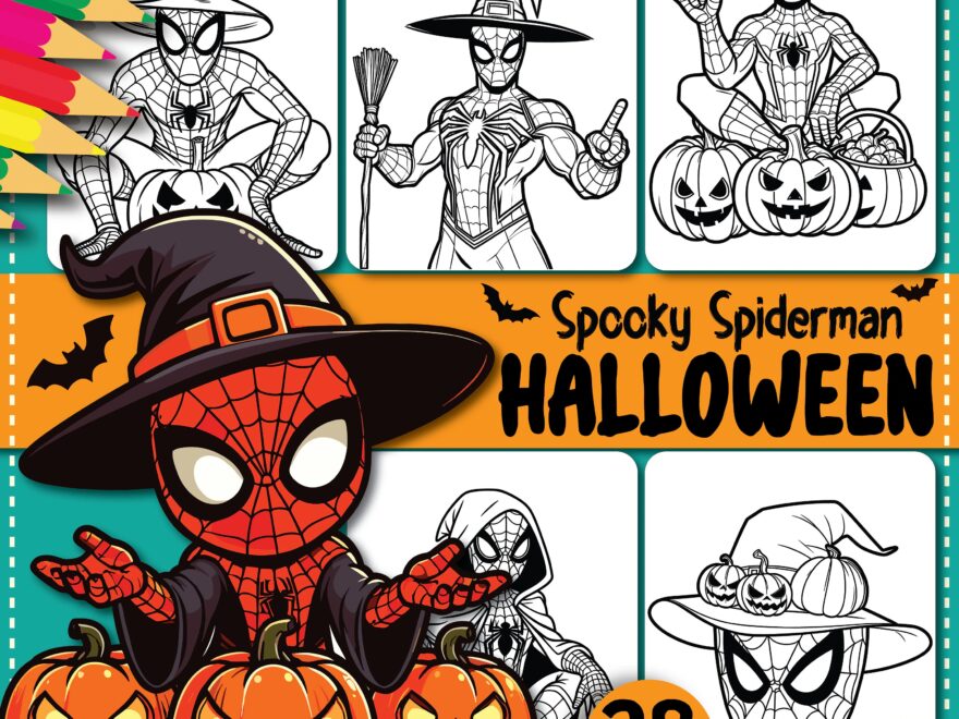 28 Printable Spooky Halloween Spiderman Coloring Pages For Kids Adults Halloween Coloring Sheets Cute Spiderman Gift Instant Download Etsy