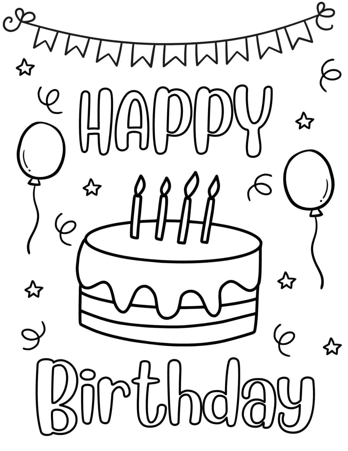 30 Free Printable Happy Birthday Coloring Pages For Kids