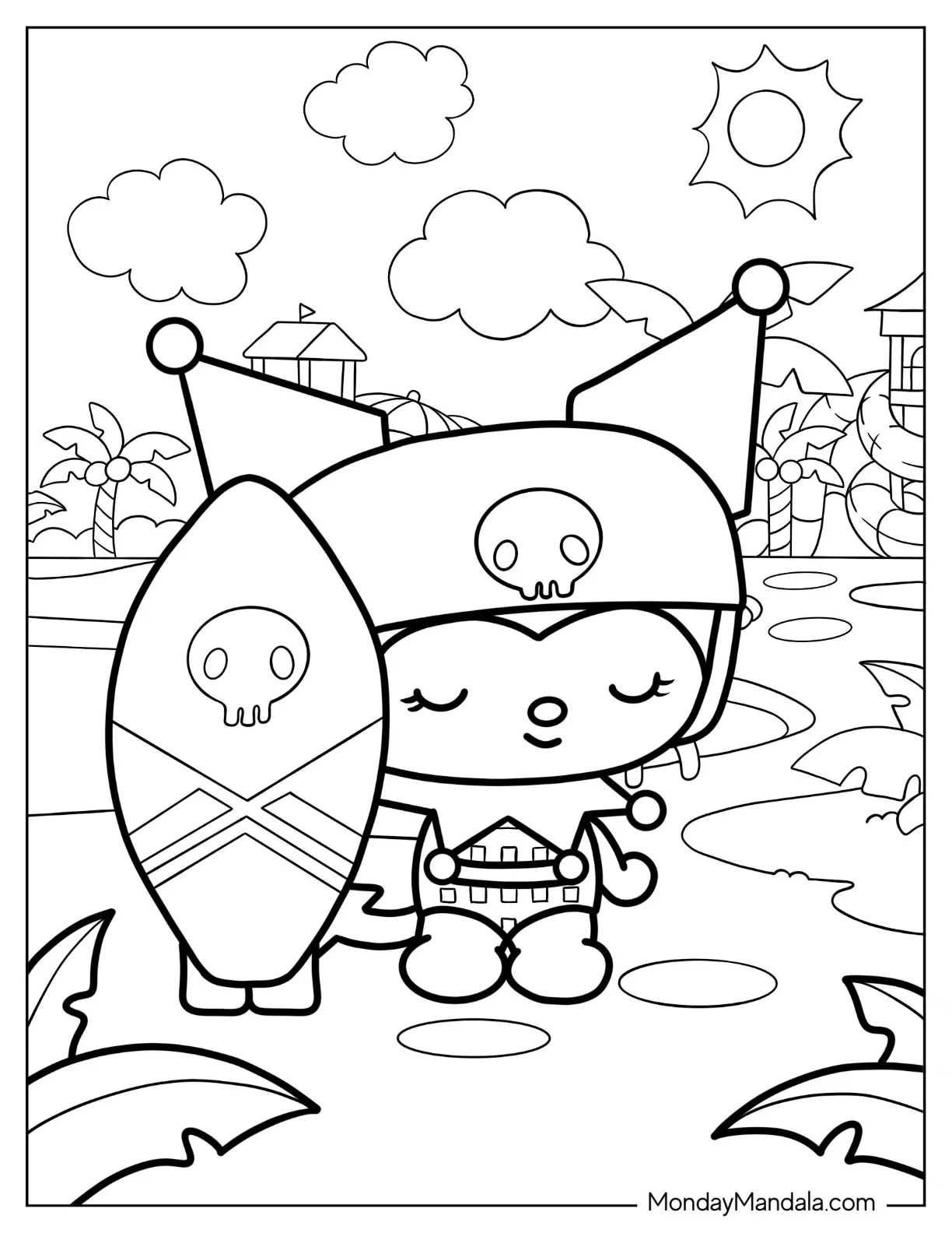 Summer Kitty Coloring Pages
