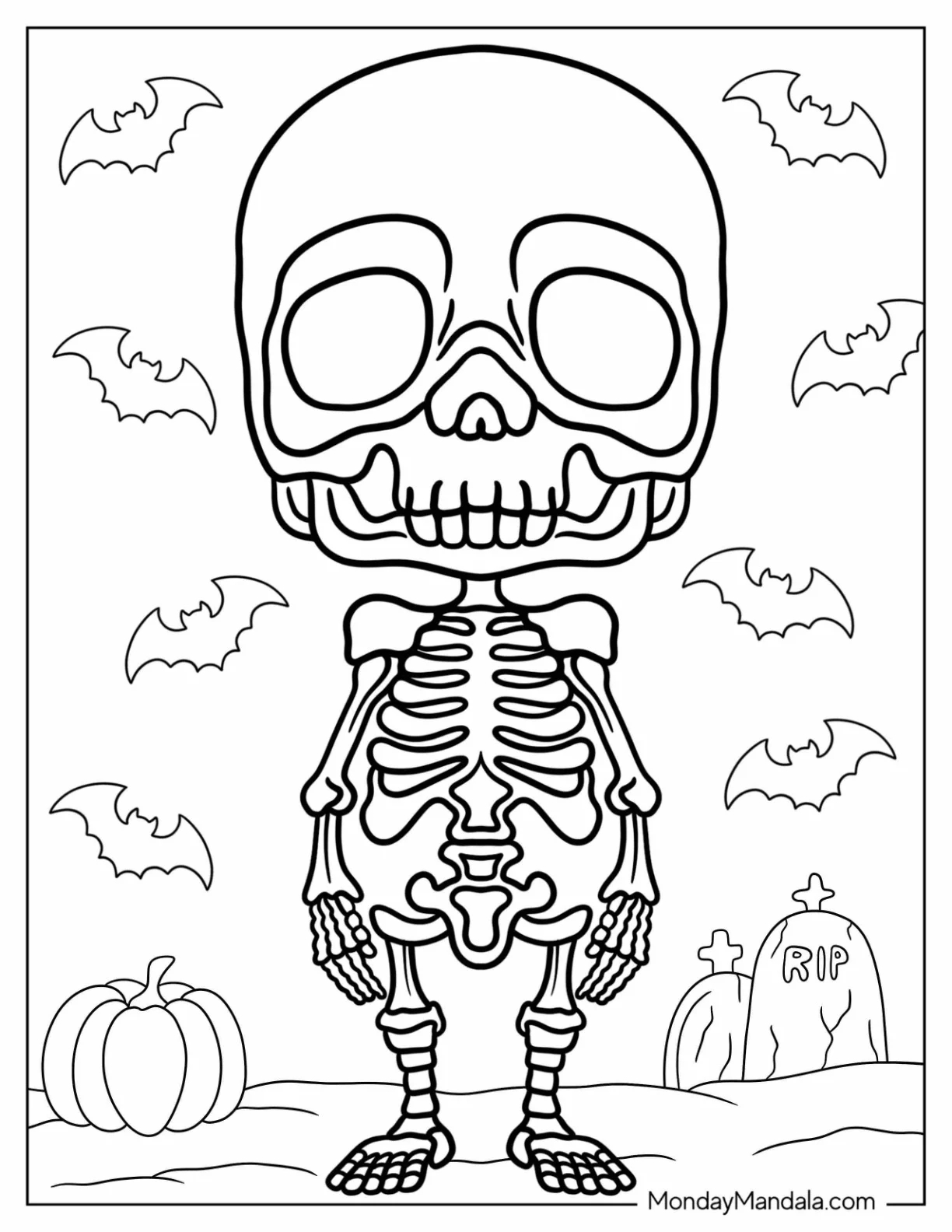 30 Skeleton Coloring Pages Free PDF Printables 