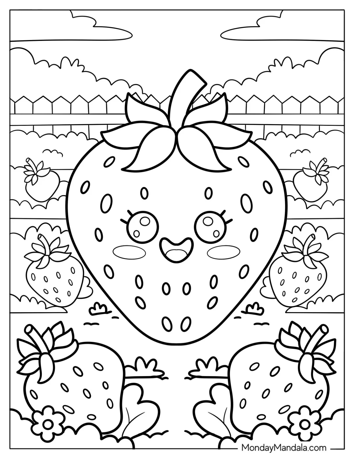 32 Strawberry Coloring Pages Free PDF Printables 