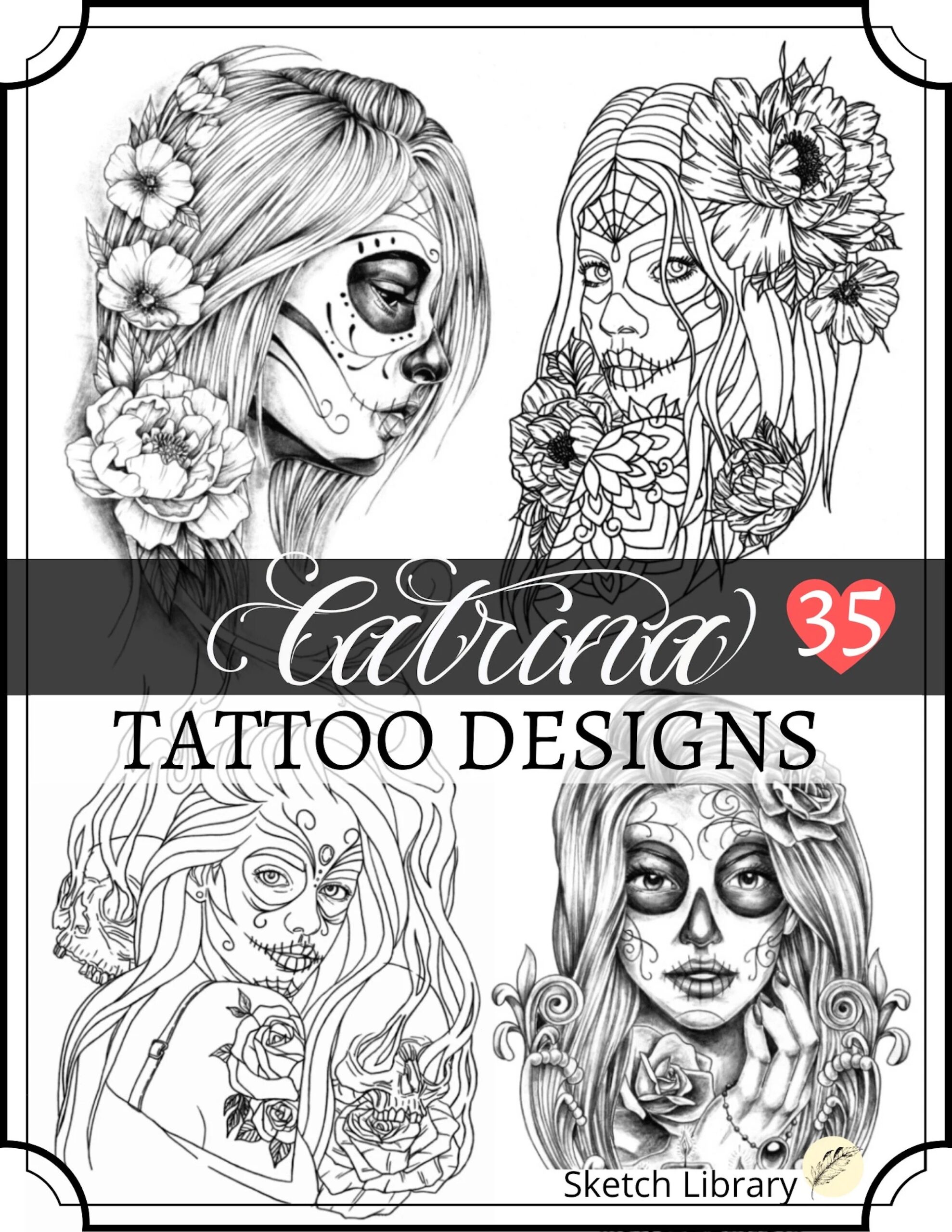 35 La Catrina TATTOO DESIGN Jpeg Format Digital Book Pinup Model Reference Stencil Etsy