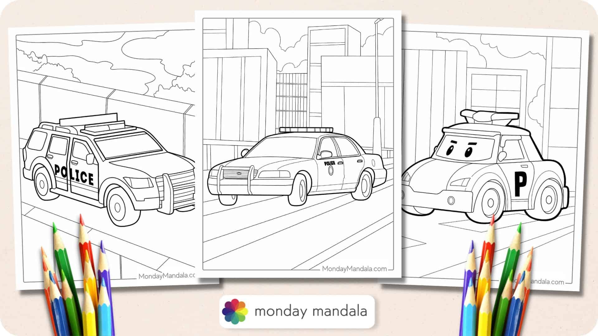 Police Officer Car Coloring Pages