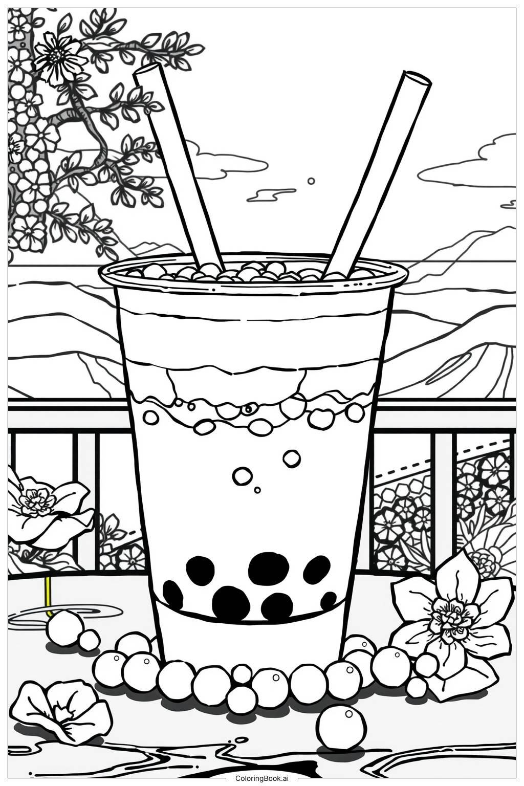 Aesthetic Boba Coloring Pages Aesthetic Boba Coloring Pages