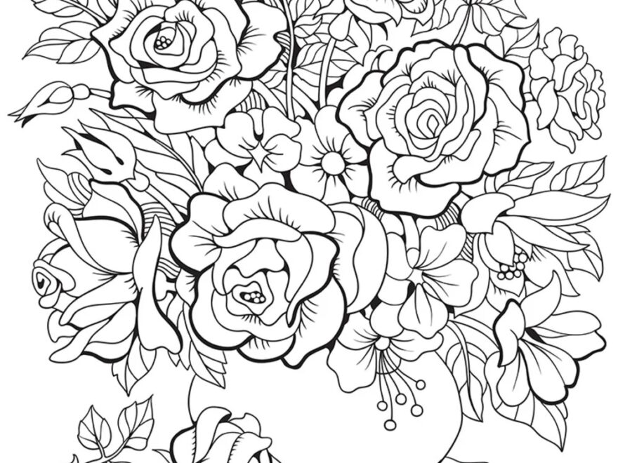 44 Flower Coloring Pages Floral Adult Coloring Pages Printable Adult Coloring Page Etsy