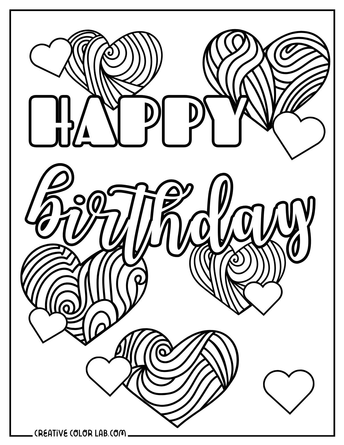 46 Happy Birthday Coloring Pages Free PDF Printables