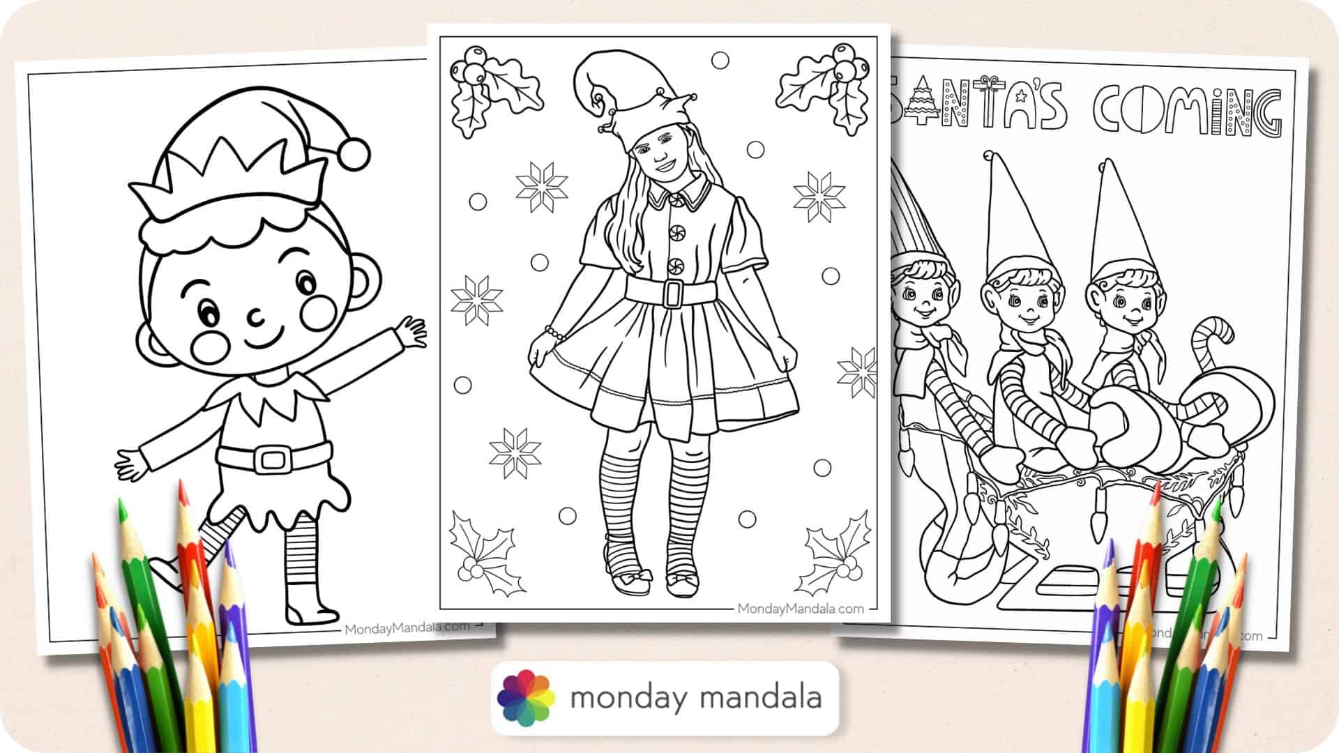 Santa's Elves Coloring Pages Santa's Elves Coloring Pages