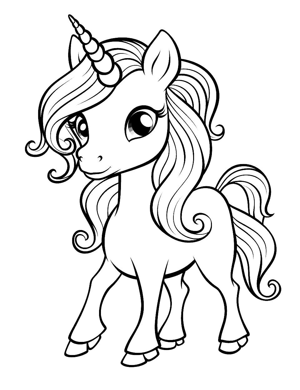 Kawaii Cute Anime Unicorn Girl Coloring Pages