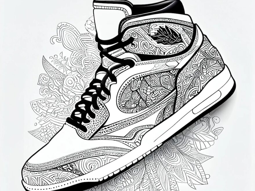 9 Pack Mandala Sneaker Coloring Page Hyper Detailed Black And White Shoes Instant Download Set Anti stress Coloring Book Etsy