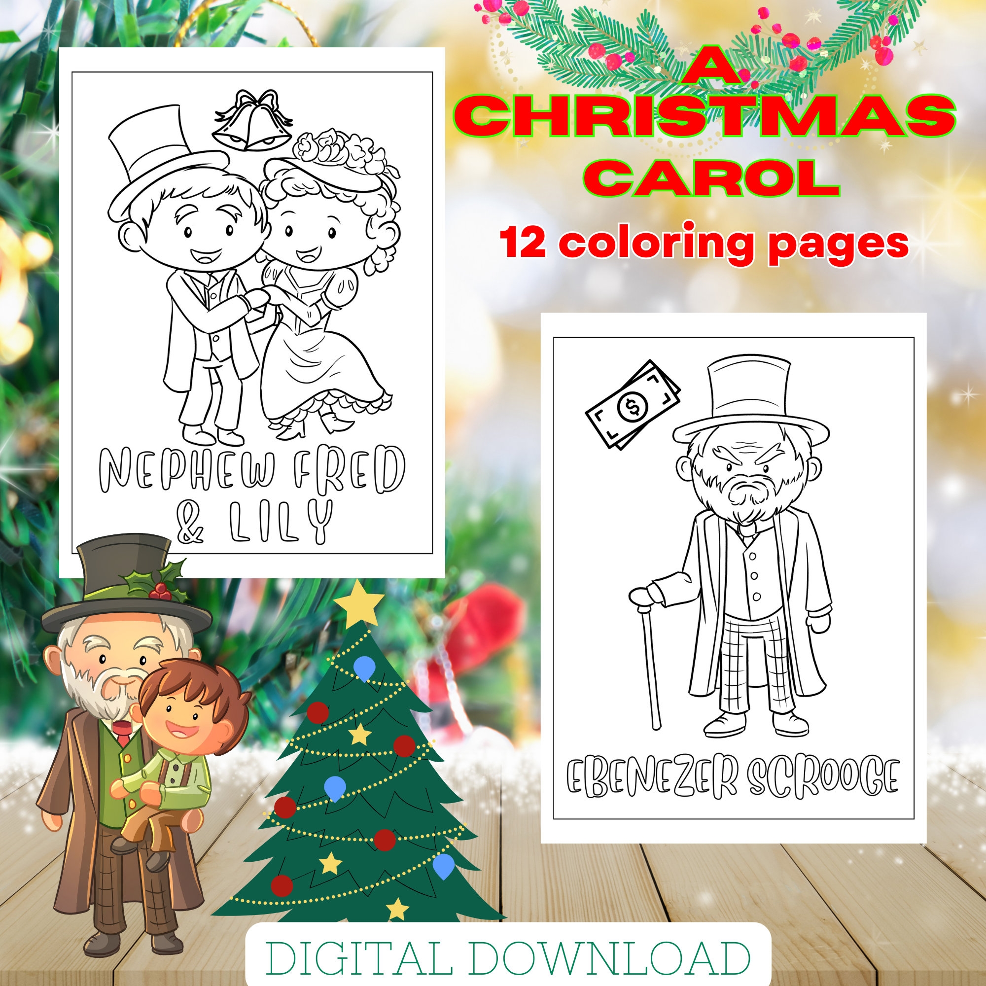 A Christmas Carol Coloring Pages Fun Activity A Christmas Carol Activity Christmas Activity Printable Coloring Pages To Download Etsy