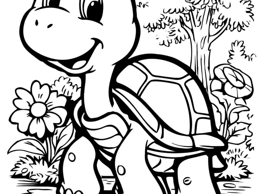 A Happy Turtle Turtle Coloring Pages