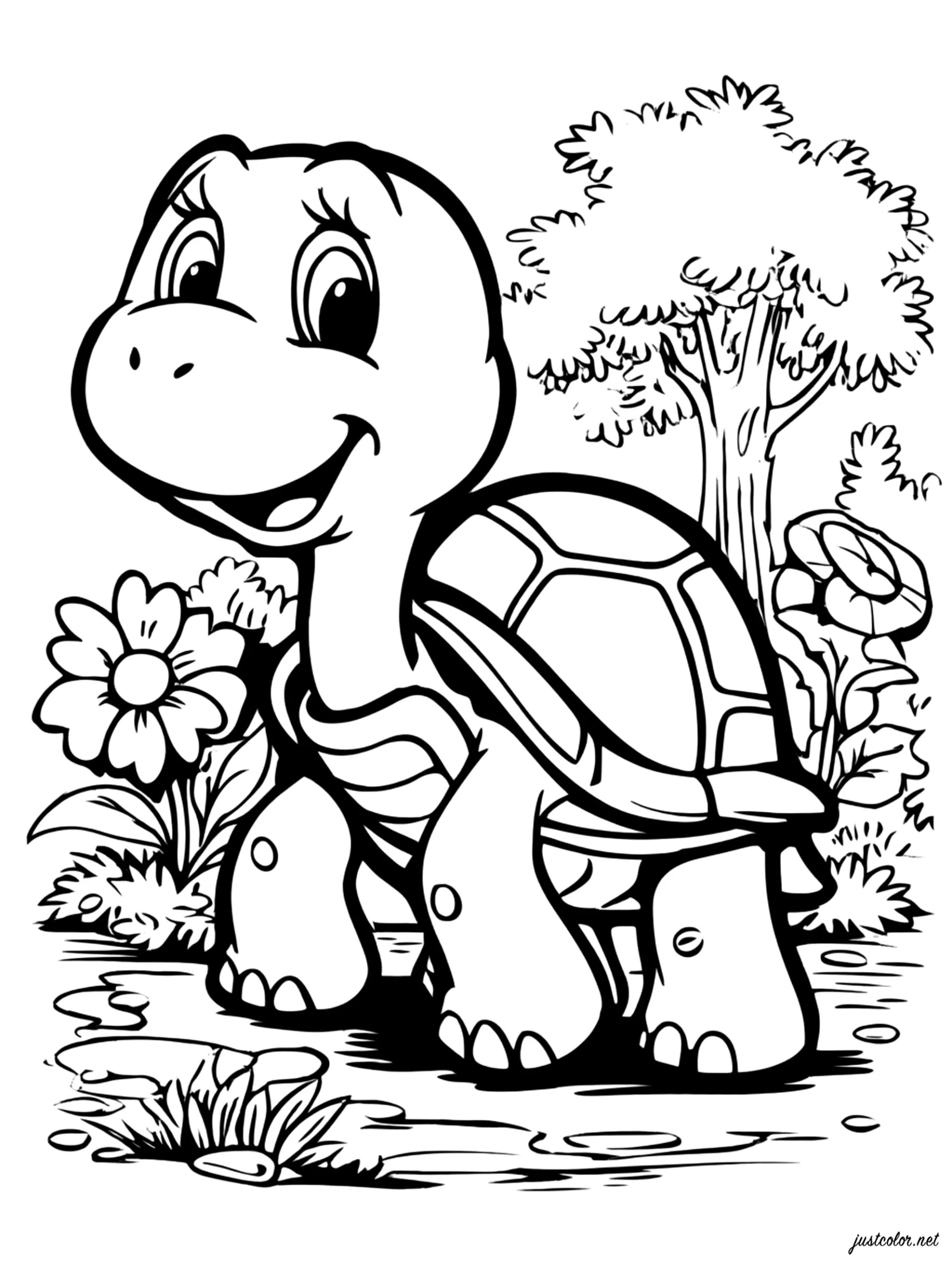 A Happy Turtle Turtle Coloring Pages A Happy Turtle Turtle Coloring Pages