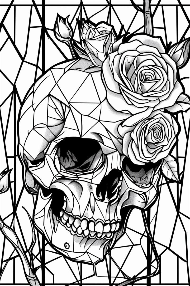 A Skull With Roses Coloring Pages Free Printables A Skull With Roses Coloring Pages Free Printables