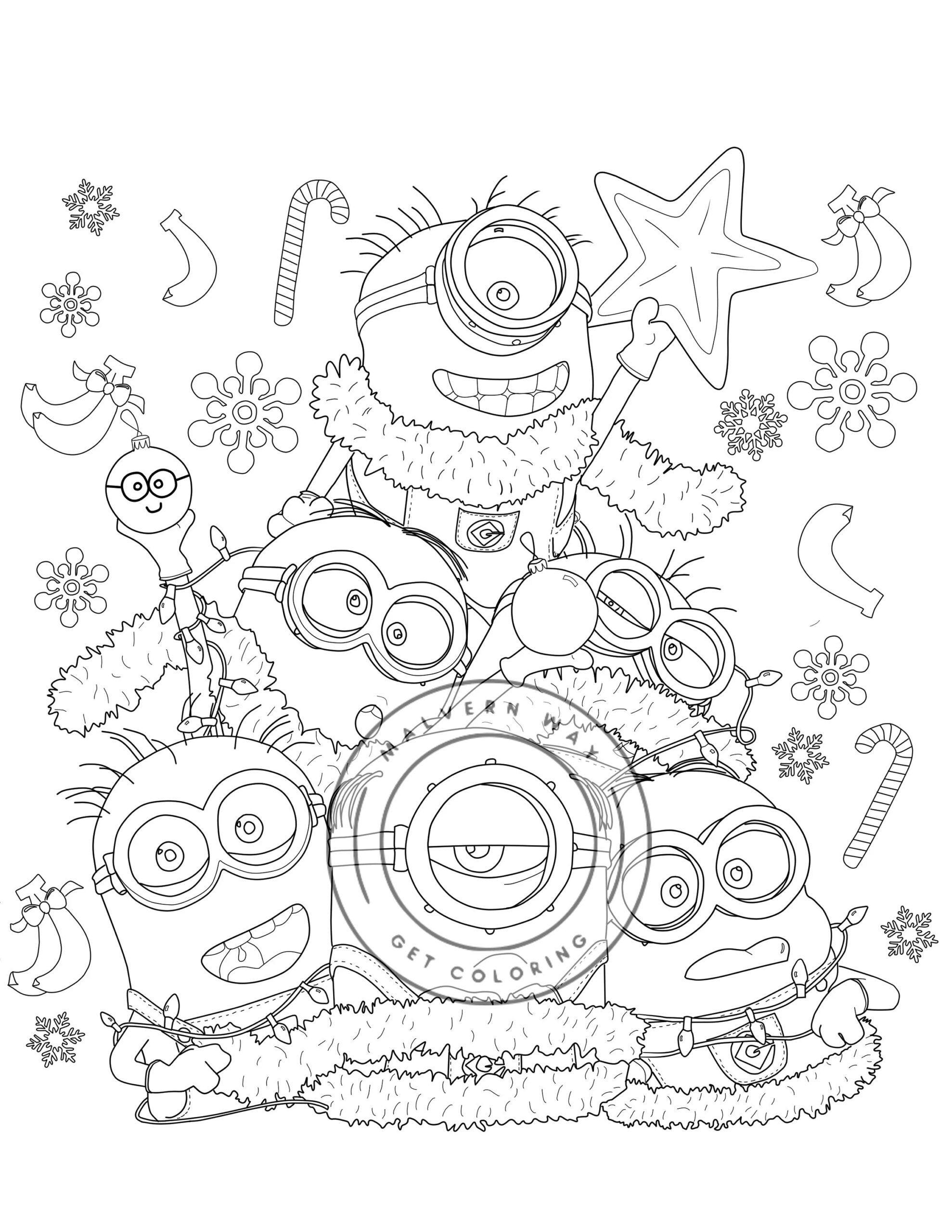 A Very Minions Christmas Coloring Page Etsy