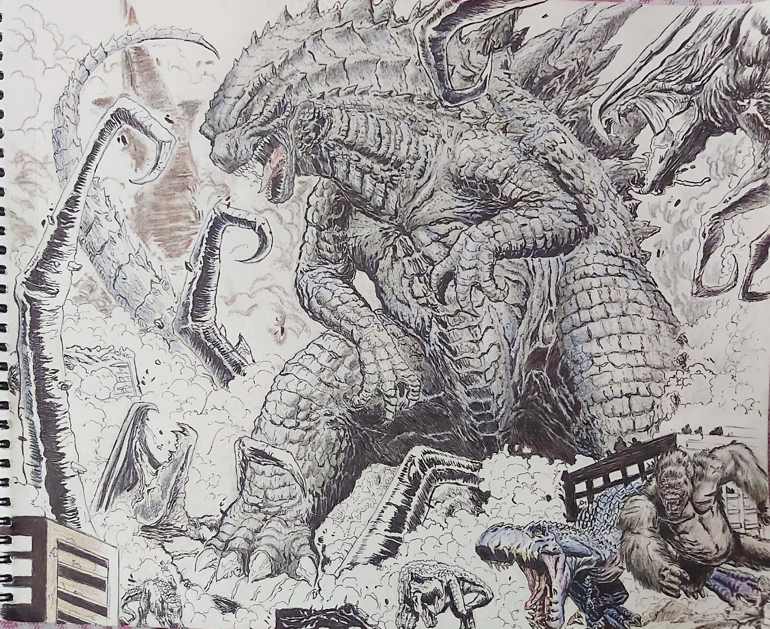 Added Some Color To My Godzilla Kong Team Up Artwork R Monsterverse