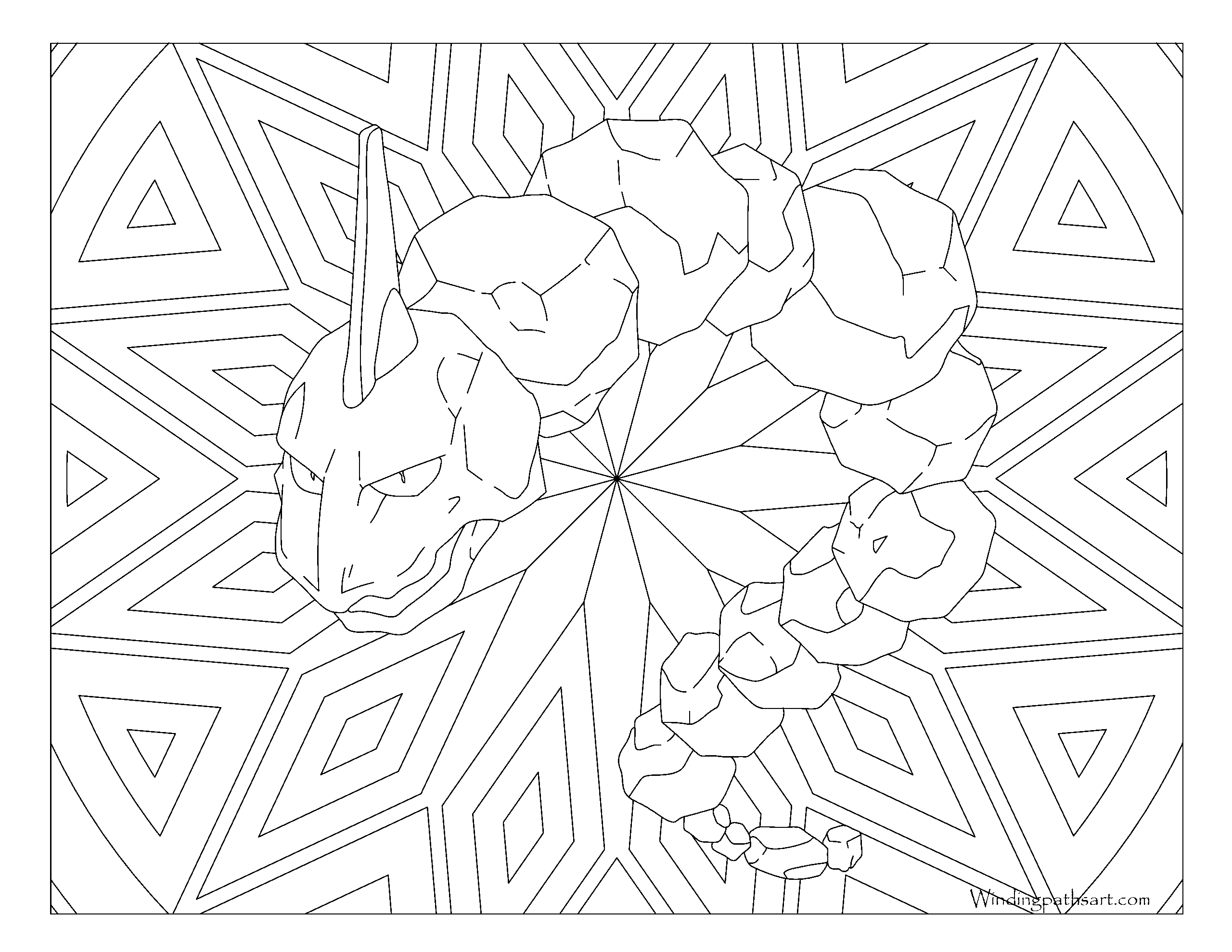 Adult pokemon coloring page onix Windingpathsart Adult pokemon coloring page onix Windingpathsart