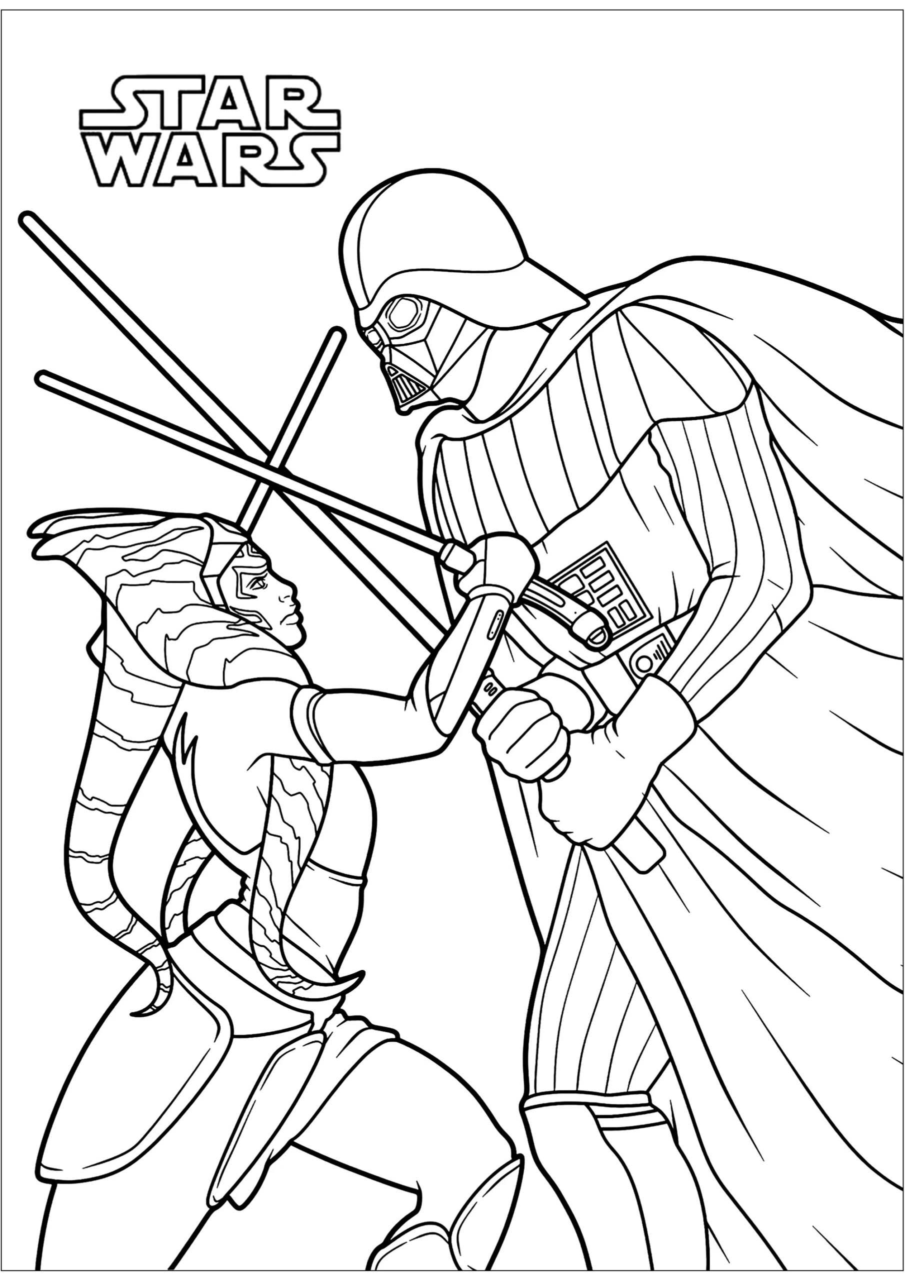 Ahsoka Tano Vs Dark Vador Movie Coloring Pages