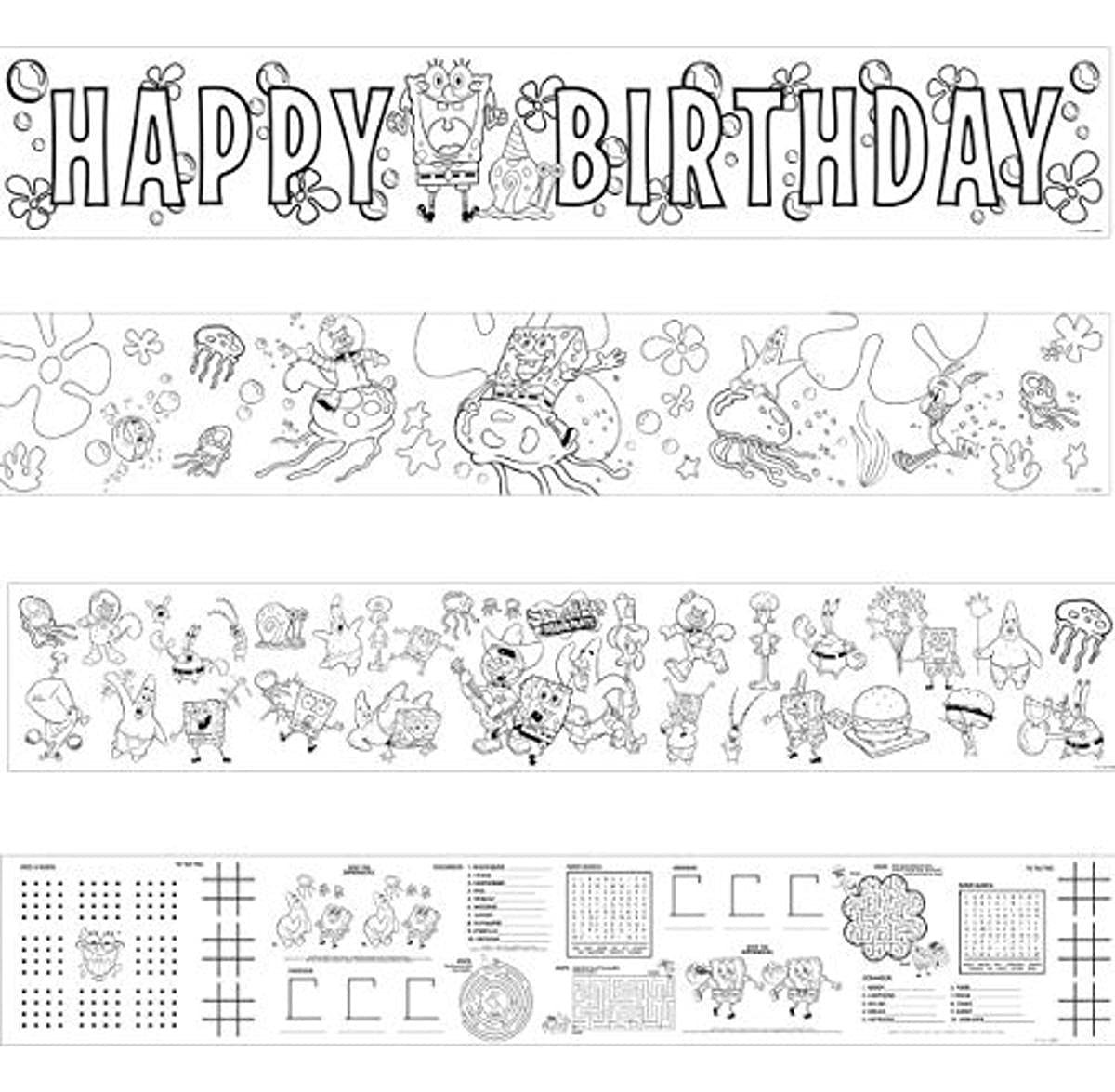 Amazon Amscan Mini Coloring Banners SpongeBob Collection Birthday Black White 36 X 6 Toys Games