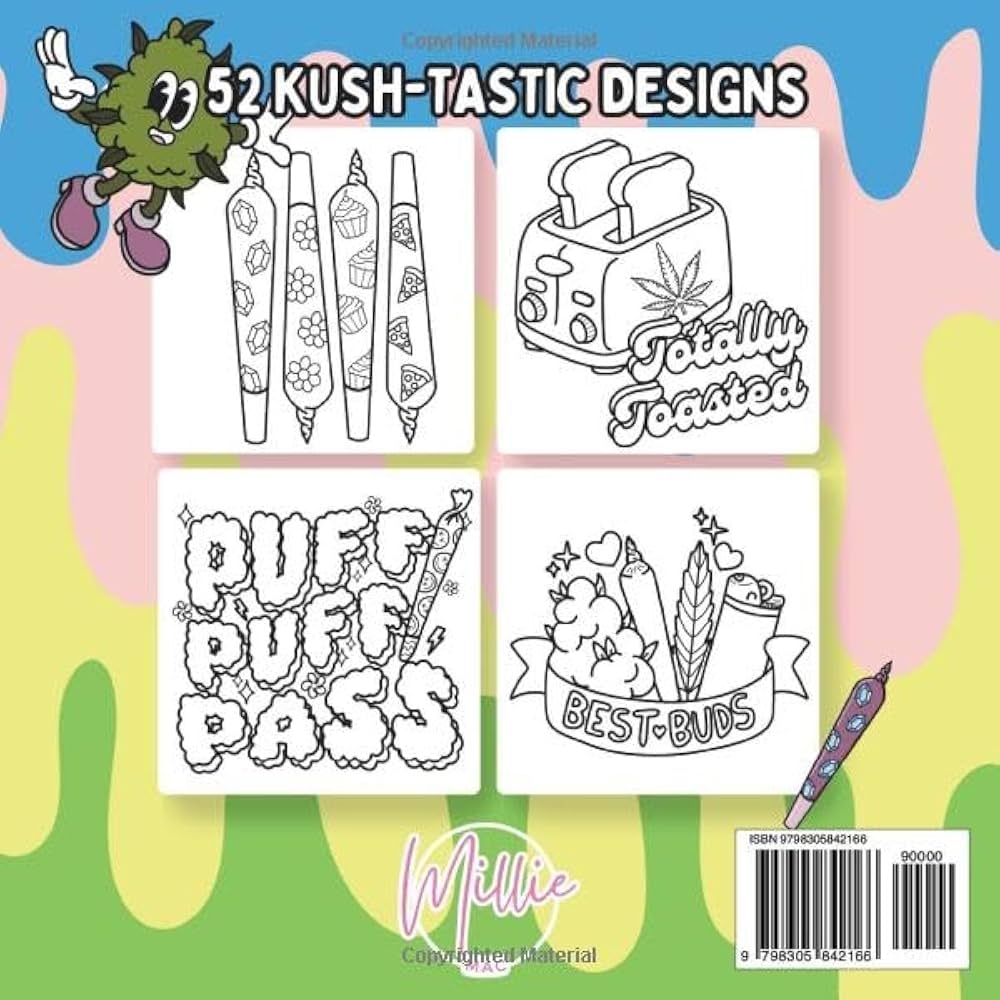 Amazon Freshly Gardened Cute Trippy Stoner Coloring Book For Weed Loving Adults 52 Psychedelic Cannabis Weed Designs For Relaxation Stress Relief And Stoner Girl Gift Bold Easy Coloring 9798305842166 