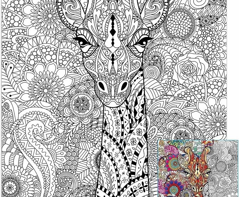 Amazon Giraffe Giant Coloring Posters For Kids Adults Giraffe Coloring Poster 39 37 51 96 Inch Mandala Coloring Posters Wall Art Decor Blank Banner For School Group Family Art Craft Activities Decoration Toys