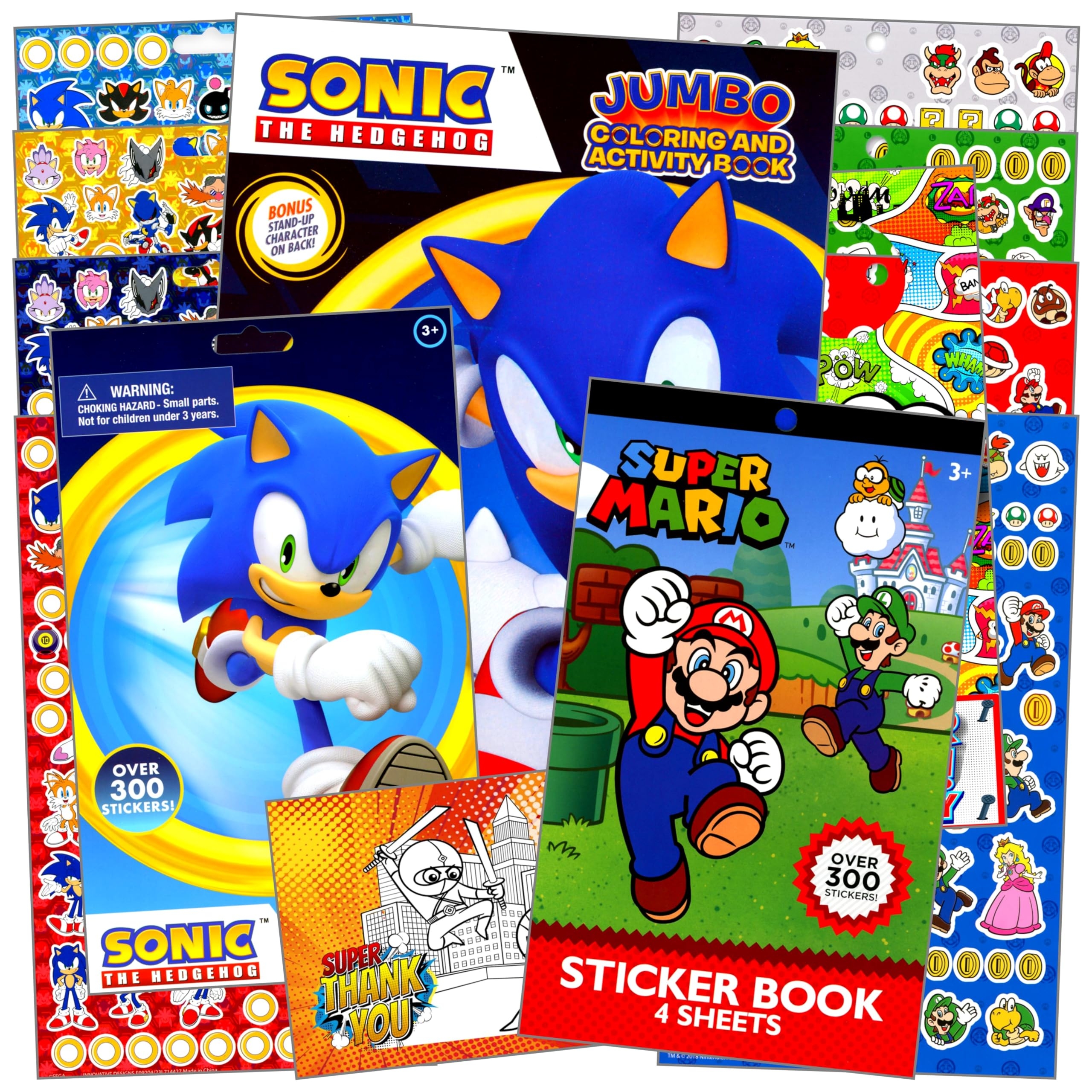 Amazon Stickerland Sonic Coloring Book Stickers Set For Kids Bundle Includes Super Mario Sticker Sheets Reward Stickers And More Sonic Toys Games