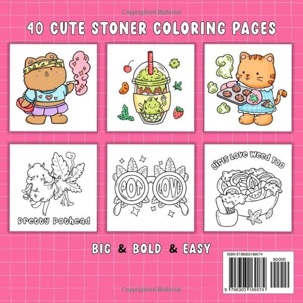 Amazon Stoner Cutie Cute And Simple Stoner Coloring Book For Adults Featuring 40 Trippy Animal Characters And Psychedelic Stoner Themed Designs For Relaxation And Stress Relief 9798303169074 Hella Coloring Books