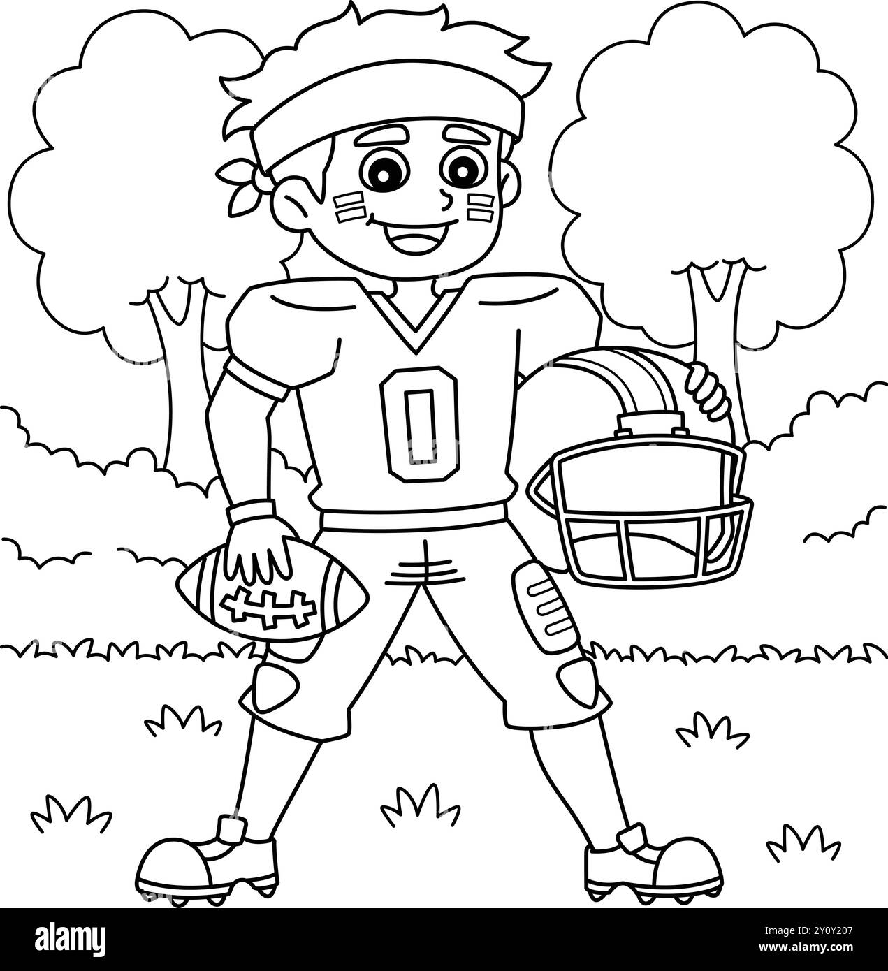 American Football Player Coloring Page For Kids Stock Vector Image Art Alamy