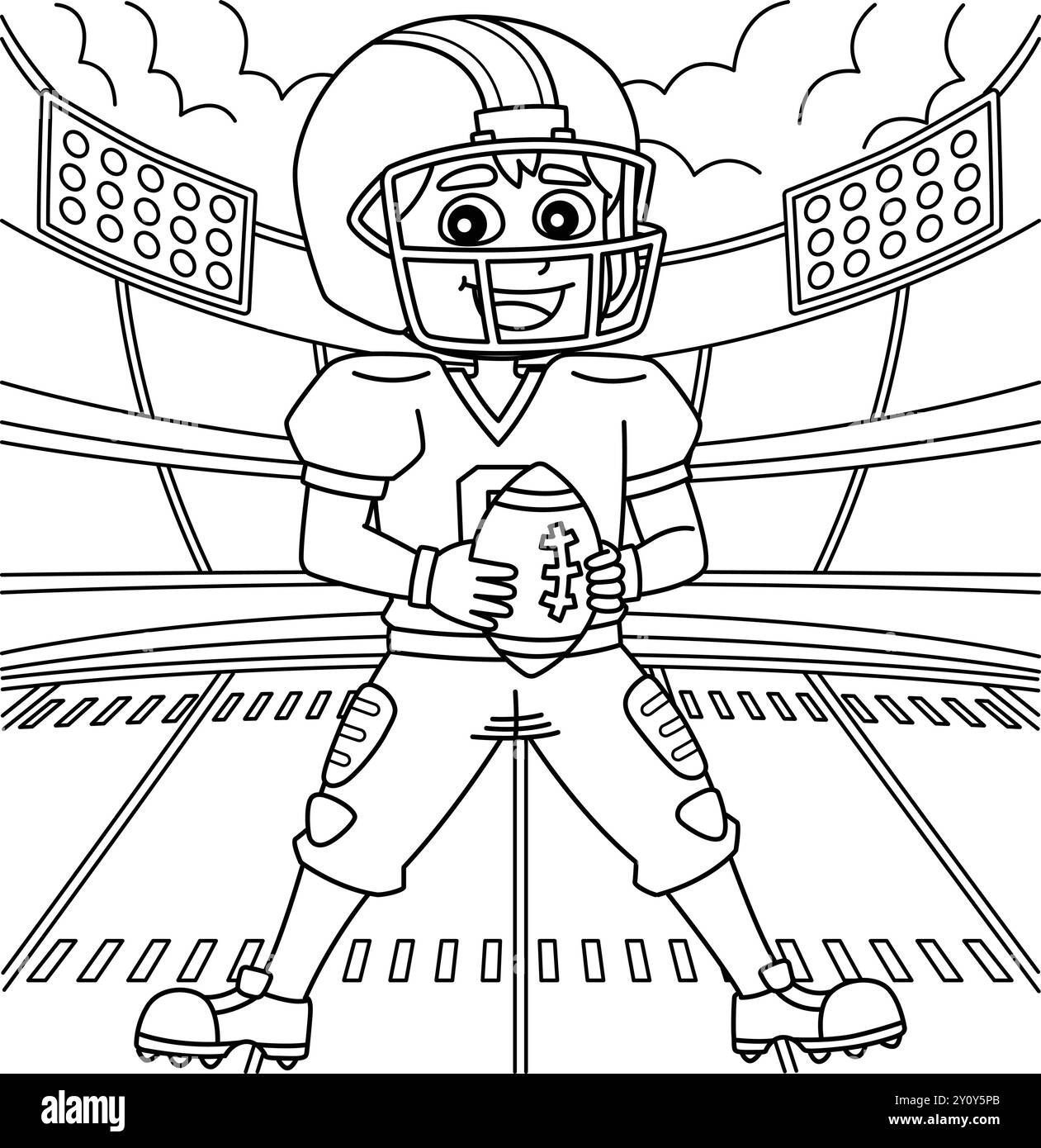 American Football Player In The Stadium Coloring Stock Vector Image Art Alamy