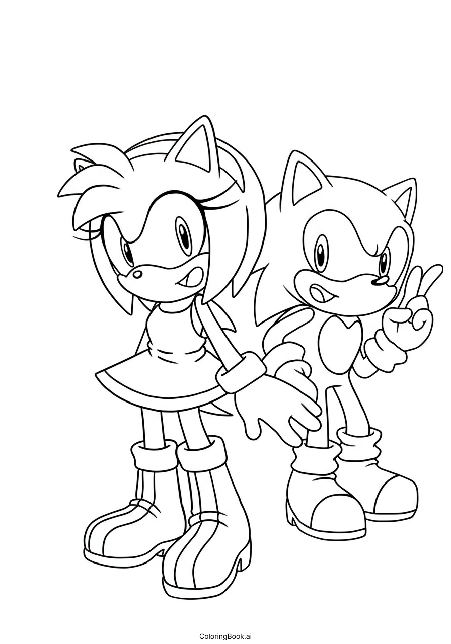 Amy Rose With Sonic Coloring Page Free PDF PNG Printable Amy Rose With Sonic Coloring Page Free PDF PNG Printable