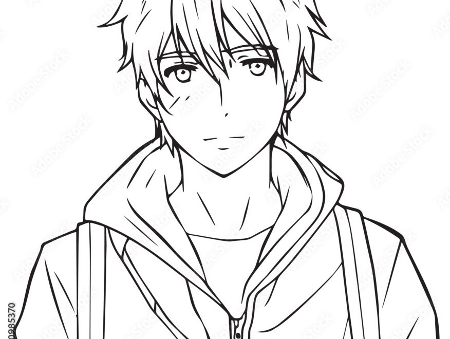 Anime Boy Head In Cartoon Style Anime Boy Coloring Page Vector Illustration SVG Stock Vector Adobe Stock