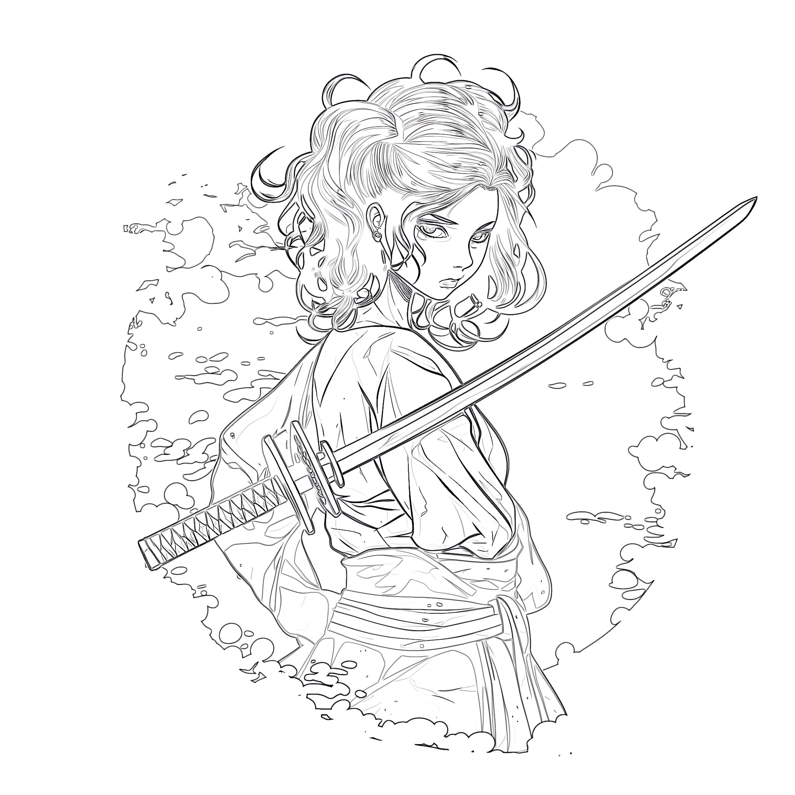 Anime Katana Coloring Pages Mimi Panda