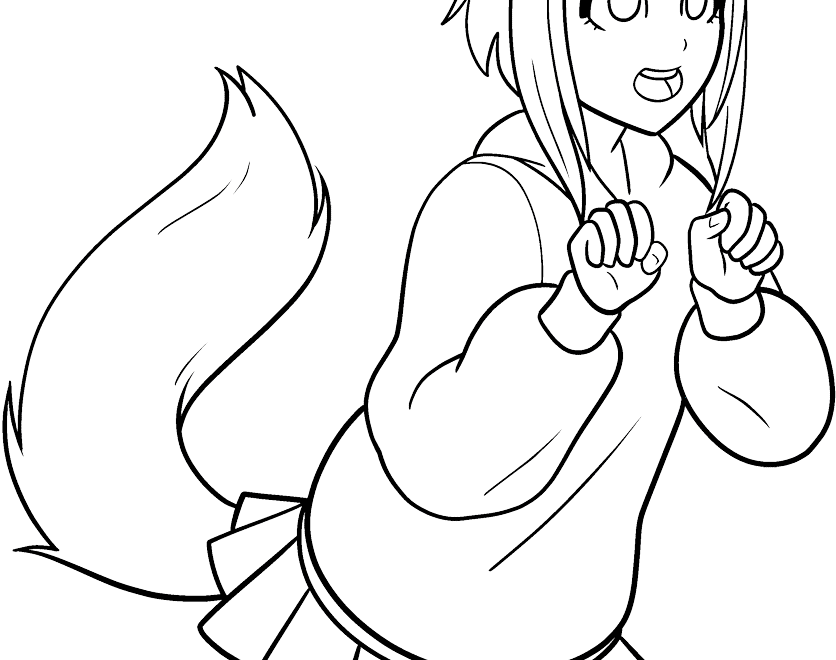 Anime Wolf Girl Coloring Page Easy Drawing Guides