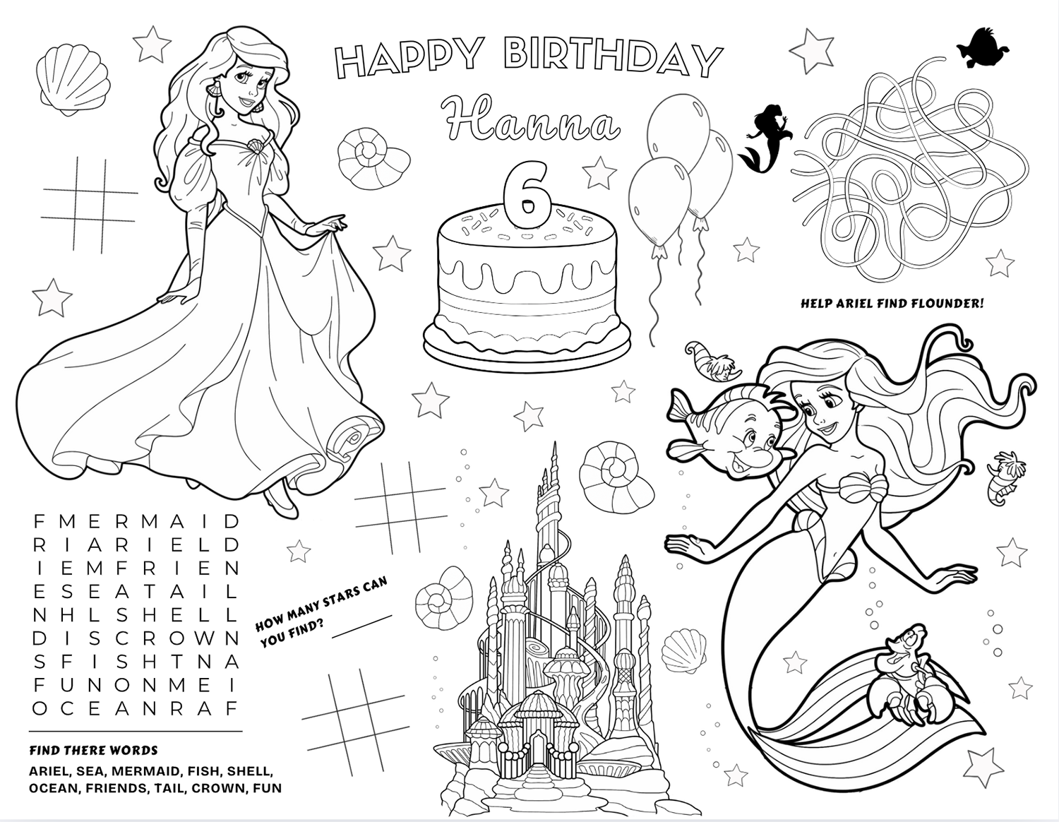 Princess Ariel Coloring Pages Printable