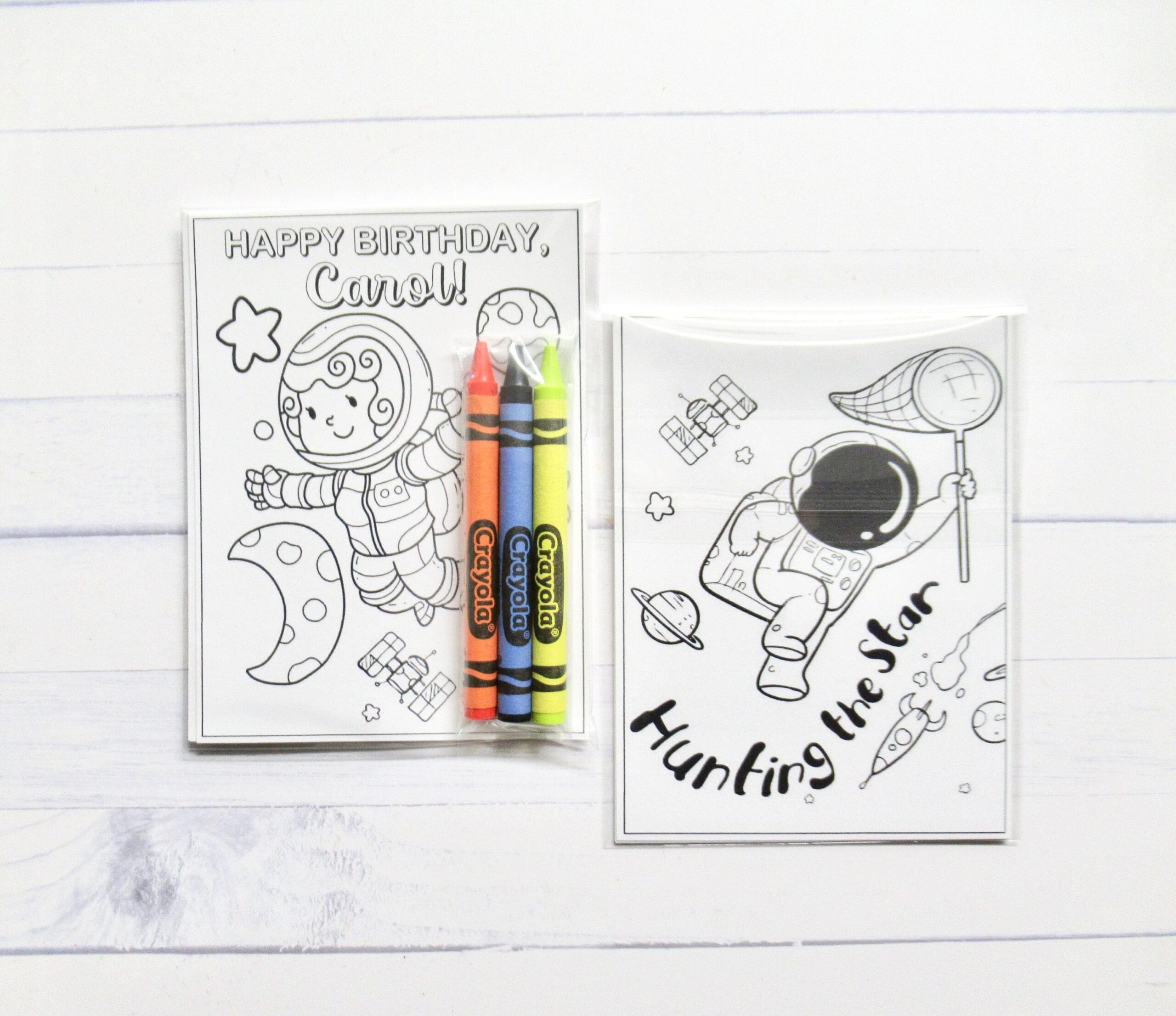 Astronaut Mini Coloring Pages And Crayons 1 Bag 1 Child Astronaut Party Favors Astronaut Themed Party Out Of The Space Party Etsy