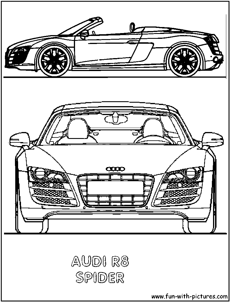 Audi R8 Spider Coloring Page Audi R8 Spider Coloring Page